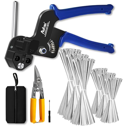 Stainless Steel Cable Tie Gun 300PCS 304 Metal Zip Ties Heavy Duty Outdoor 200LBS Tensile Strength & UV Resistant for Vehicles Exhaust Wrap Wire Fence Chicken Coop