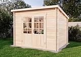 Alpholz Gartenhaus Maria aus Massiv-Holz | Gerätehaus mit 28 mm Wandstärke | Garten Holzhaus inklusive Montagematerial | Geräteschuppen Größe: 300 x 250 cm | Pultdach…