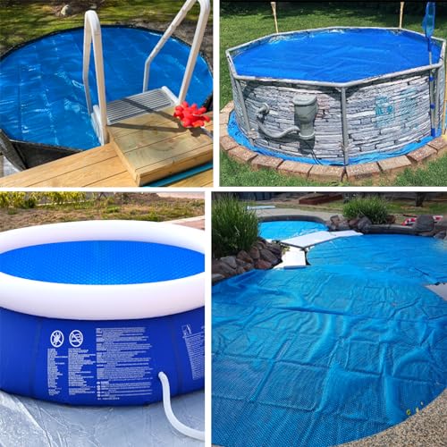Evoio Solar Pool Cover 6 ft Round for Above Ground Inground Pools Bubble Wrap Covers for Hot Tub Spa Thermal Heating, 15 Mil Circle Blue Floating Blanket for 6-24 Foot Feet Diameter Swimming Pools