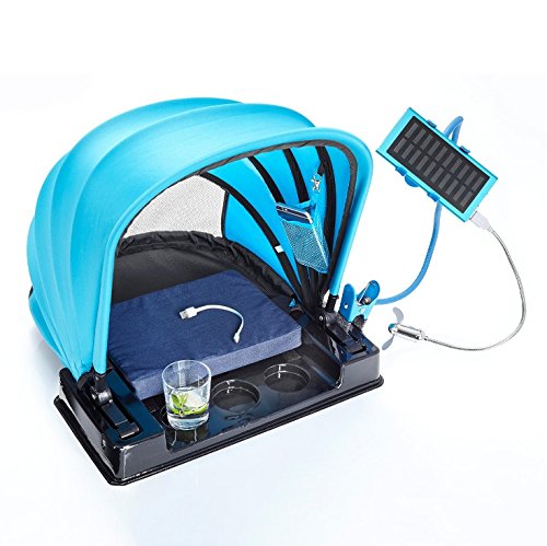SHPdesign Portabler Schattenspender 3.0 / Solar Powerbank, Ventilator, Getränkehalter, Kissen Cover