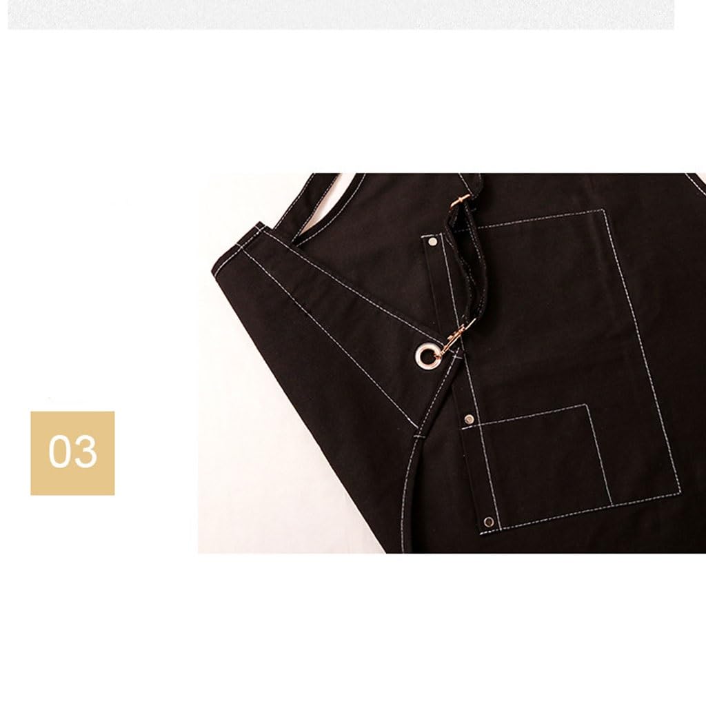 Delantal de chef, delantal de mezclilla unisex con bolsillos para cocina, restaurante, barista, barbería