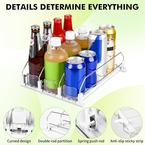 Aurinovellia Kühlschrank Organizer Getränke, Automatisch KüHlschrank Dosen Organizer, Selbstschiebender Getränkespender Kühlschrank, für 12 Dosen, 3 Reihen, für Küche, Supermärkte, Abstellraum 31×25cm