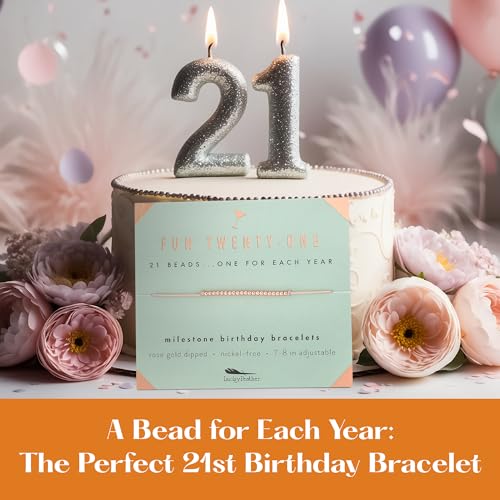 Lucky Feather 21st Birthday Gifts For Her | 21st Birthday Bracelet With 14k Dipped Beads Adjustable Cord Milestone Gift | Gifts For 21 Year Old Female | Birthday Gift Card For Girls | Trendy Gifts3