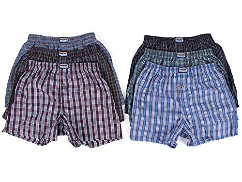 6 Men Plaid Boxer Shorts Underwear (Large)