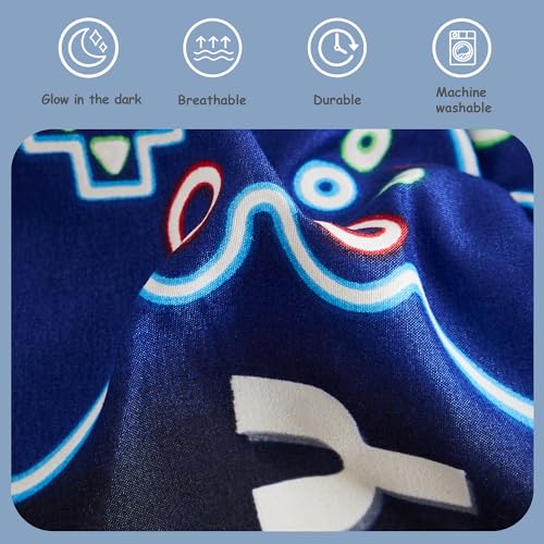 Kids Comforter Set Full Size for Boys, Glow in The Dark Gamer Bedding Set 1 Comforter, 1 Decor Pillow, 2 Pillow Shams