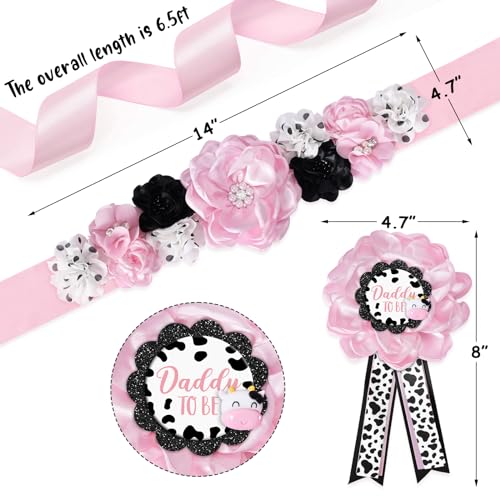 Vansolinne-Cow-Maternity-Sash-Mom-to-Be-Daddy-to-Be-Corsage-Set-Cow-Girls-Theme-Baby-Shower-Decorations-Farm-Animals-Cow-Pattern-Floral-Belly-Band-Gender-Reveal-Photo-Props-Keepsake-Gift Vansolinne Cow Maternity Sash Mom to Be Daddy to Be Corsage Set Cow Girls Theme Baby Shower Decorations Farm Animals Cow Pattern Floral Belly Band Gender Reveal Photo Props Keepsake Gift