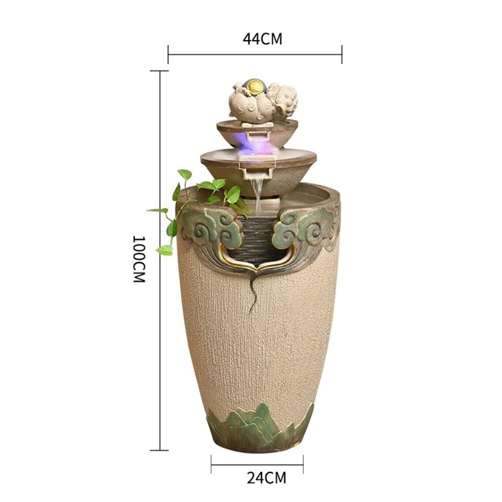Indoor Floor Fountain Balcony Circulating Water Floor Standing Fountain Living Room Foyer Office Wealth Acquisition Decoration Housewarming Gift Water Fountain(Green)
