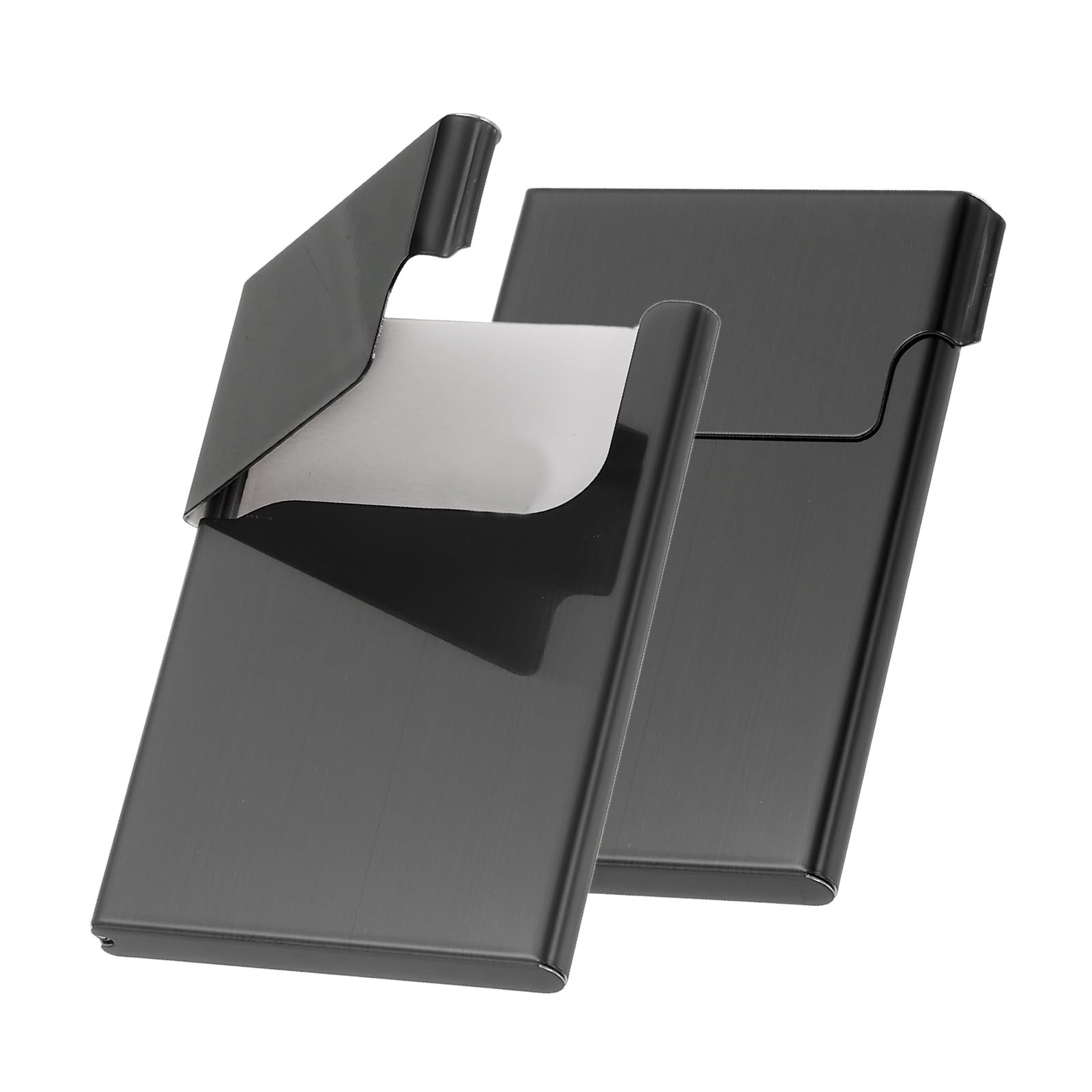 PATIKIL Metal Business Card Holder, 2 Pcs Professional Name Card Holder Business Card Pocket Case for Men & Women Office Credit ID Organization, Black