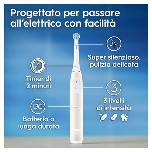 Oral-B iO 2 Spazzolino Elettrico Oral B, Rosa, 1 Testina Di Ricambio, 1 Spazzolino, Custodia Da Viaggio, Supporto per Testine, Delicato sulle Gengive, Efficace sulla placca, Sensore di Pressione - Immagine 4