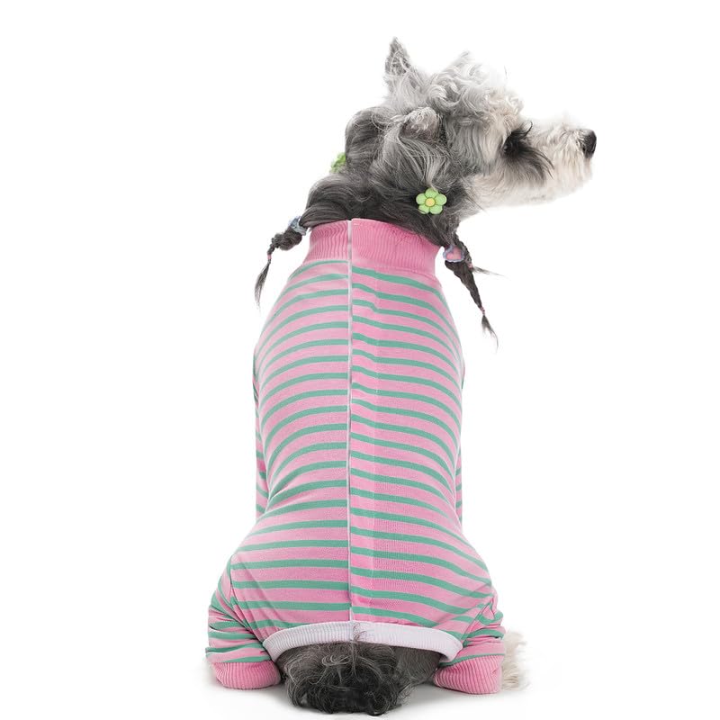 Image of Dog Surgery Recovery Suit for Small Dogs, 4-Legged Dog Onesie After Surgery with Back Snaps, Breathable Cotton Spay and Neuter Bodysuit for Female and Male Dogs