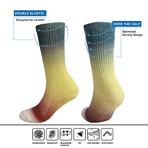 EnerWear 4 Pack Women's Merino Wool Outdoor Hiking Trail Crew Sock (US, Numeric, 9, 11, Regular, Regular, Gradient Green)4