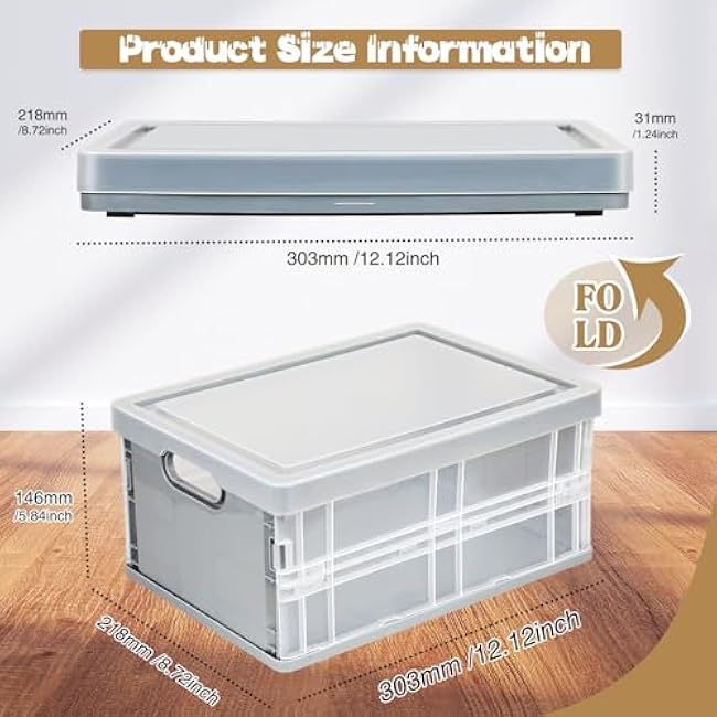 10 Quart Plastic Storage Bins With Lids, Clear Foldable and Stackable Containers Organize,Classroom Organization Tools (Grey)