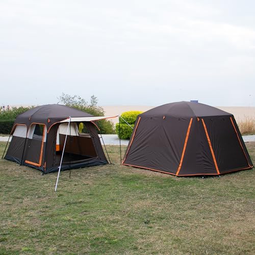 Ktt Large Tent 6 Person,Family Cabin Tents,Full Rainly For Weather,2 Rooms,3 Doors And 3 Windows With Mesh,Straight Wall,Waterproof,Double Layer,Big Tent For Outdoor,Camping. thumb #1