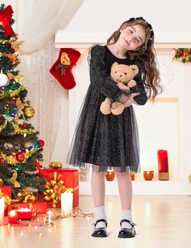 Toddler Girls Tutu Tulle Dress Little Girl Long Sleeves Christmas Sequin Dress2