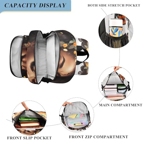 Backpack African Woman Butterfly Travel Laptop Daypack Shoulder Bag Book Bag Daypack with Reflective Strip 12.9 ×17.7 In4
