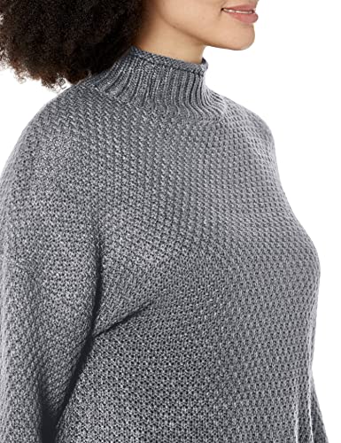 Image of ZESICA Women's Turtleneck Batwing Sleeve Loose Oversized Chunky Knitted Pullover Sweater Jumper Tops,Grey2,X-Large