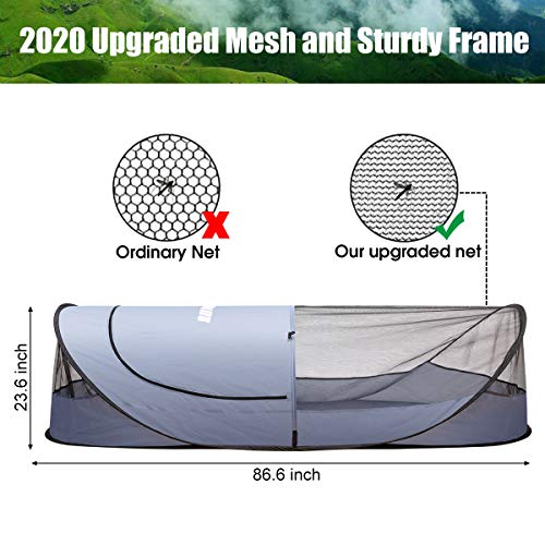 Single Portable Mosquito Net Tent, Pop UP Mosquito Tent for Camping Outdoor Travling Backyard, Self Standing Auto- Expanding