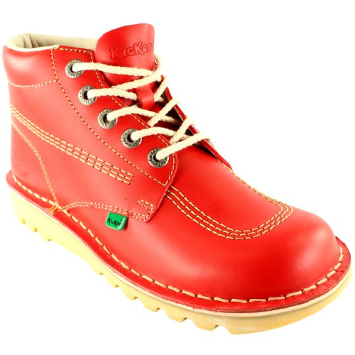 Kickers Mens Kick Hi Leather Classic Oxfords Office Work Boots Shoes - Red - 11.52