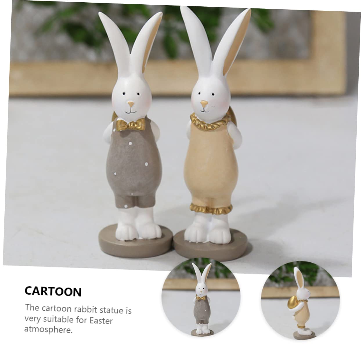 Cabilock 2 Set Decorazione Pasquale Coniglietto Pulcino Divertente Roba Da Coniglio Figurina Coop Criceto Pulcini Gonks Giocattoli Forniture Per Conigli Gonfiabile Maiale Resina 2 Pezzi * 2