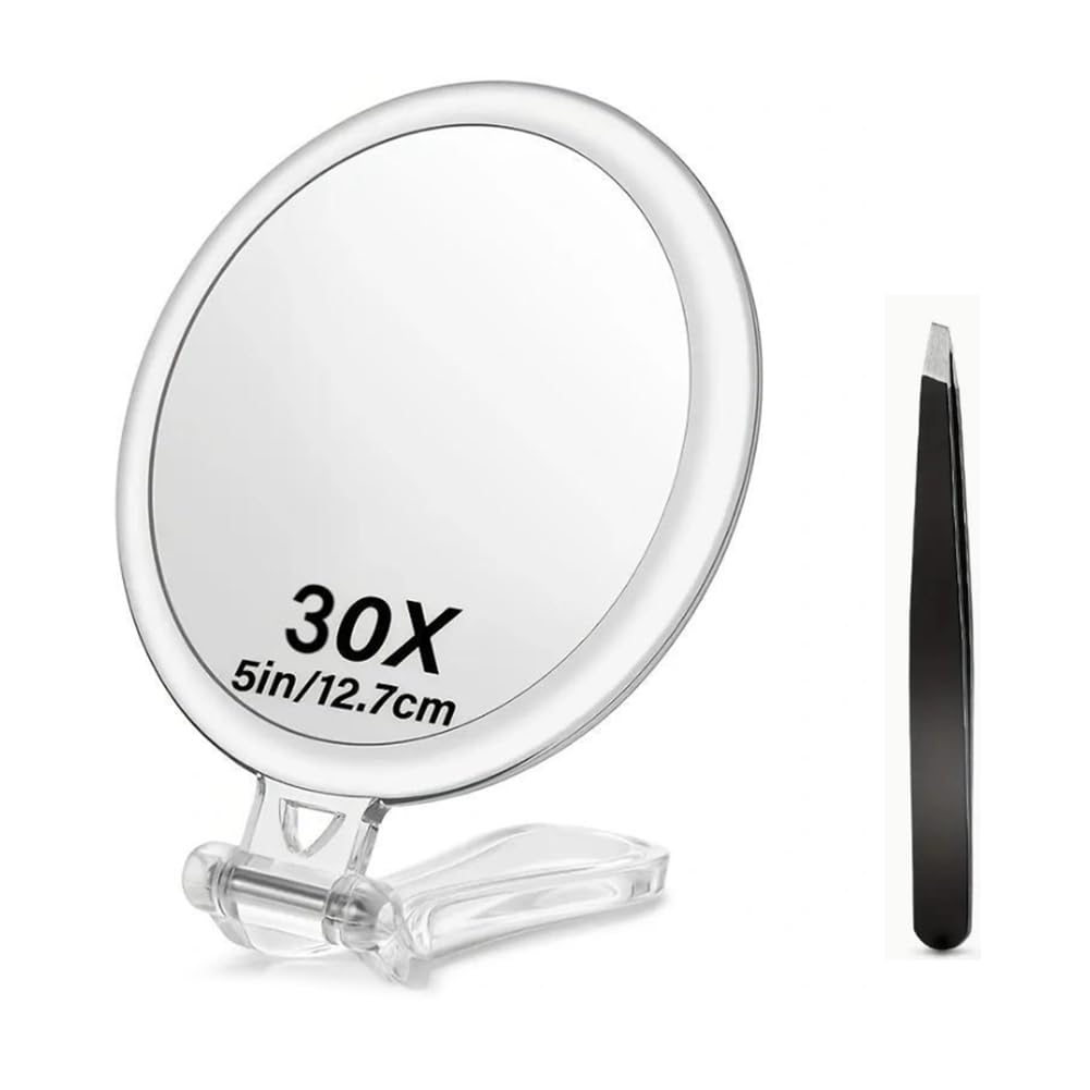 Aundhegrtt 30X Magnifying Mirros Foldable Dual-Sided Beauty Mirror for Home Makeup Skincare