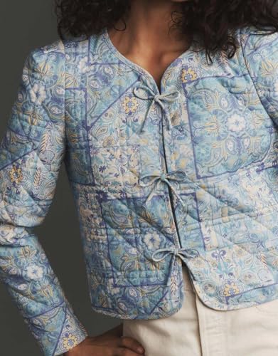 Women's Cropped Quilted Lightweight Jackets Floral Puffer Padded Jackets Casual Button Down Winter Coat Outwear2