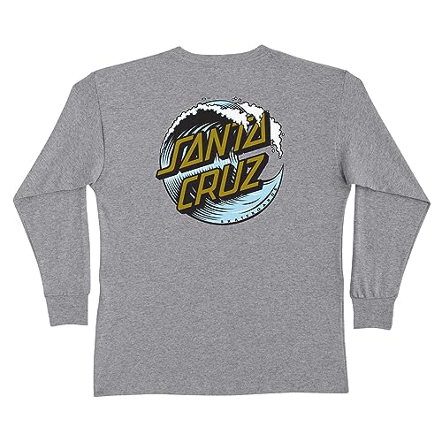SANTA CRUZ Wave Dot L/S Midweight T-Shirt Ath HTHR w/Gold XL Youth2