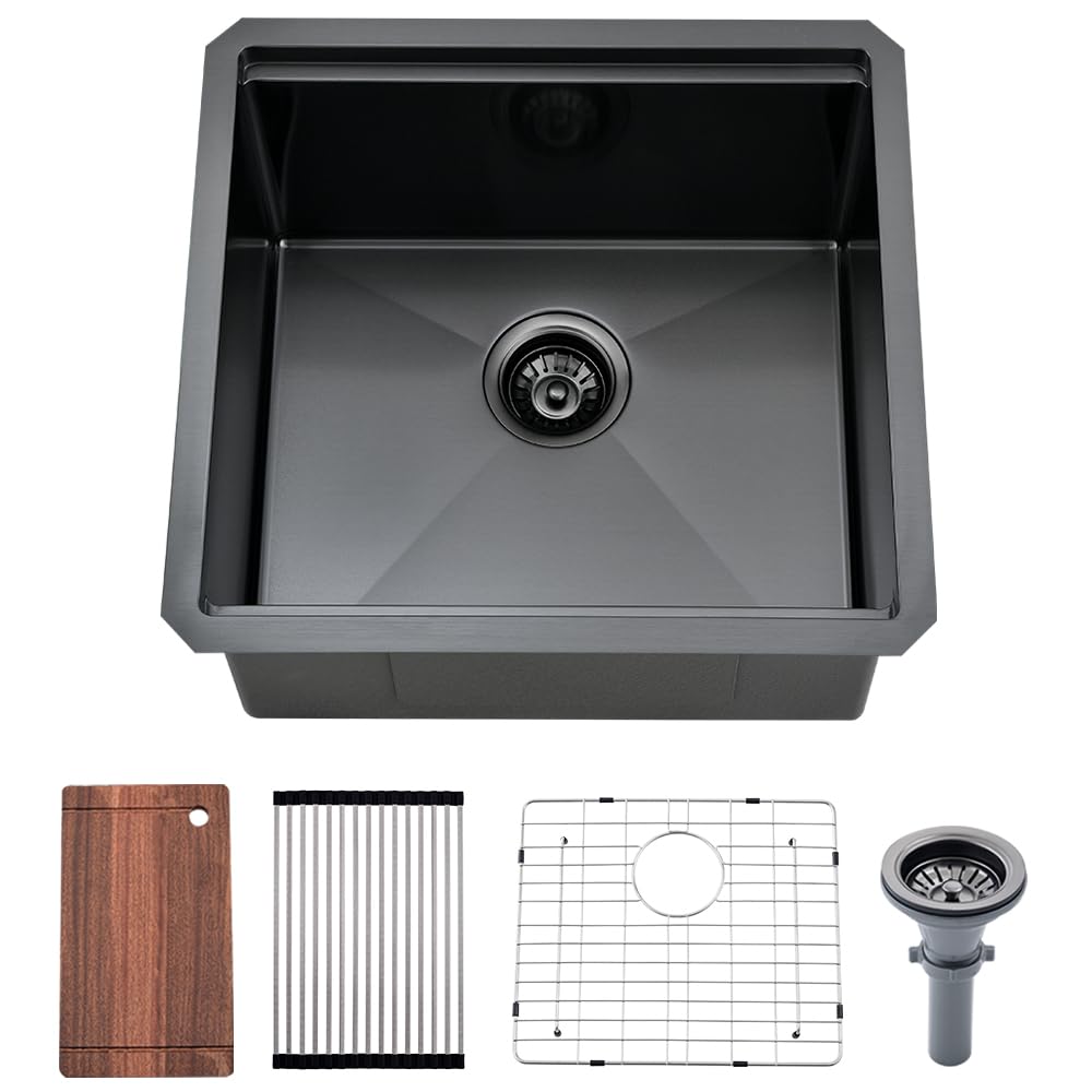 20 Inch Black Undermount Kitchen Sink Worksation, Gabhar 20” x 19 ...