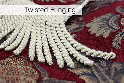 Paoletti Shiraz Throw Bed Runner – Embroidered Damask Jacquard Burgundy Gold (Burgundy Red – 130 x 170 cm)