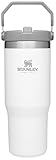 IceFlow Stainless Steel Tumbler with Straw - Vacuum Insulated Water Bottle for Home&comma; Office or Car - Reusable Cup with Straw Leak Resistant Flip - Cold for 12 Hours or Iced for 2 Days &lpar;Polar&rpar;