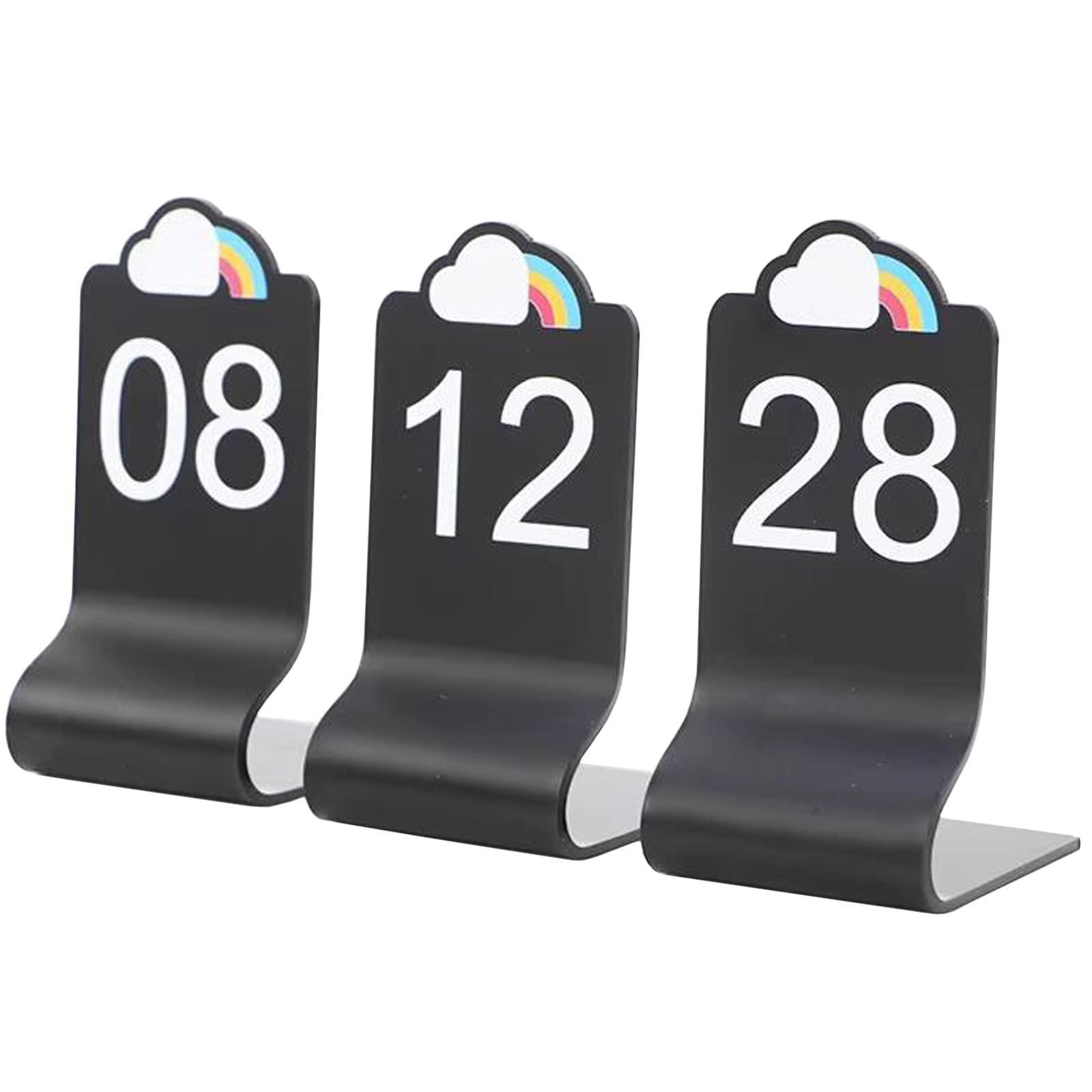 MYUYEE Standing Table Number 1-25/50, Stackable Number Cards Black, Acrylic Place Cards Double-Side, Smooth Edges, Tabletop Number Sign For Restaurants