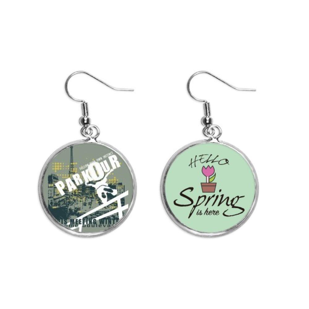 Pendientes hip hop estilo calle París con patrón graffiti decorativo 5