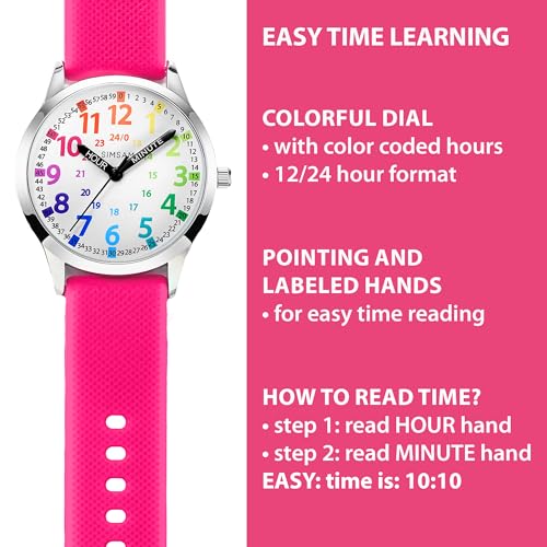 Image of Kids Analog Watch, Learning Watch for Kids 8-12, Waterproof Time Teacher Watches for Boys Ages 5-7 6-8, Easy to Read Educational Girls Watches Ages 8-12, Great Gift Boys Girls Year 4-12 Old Waterproof