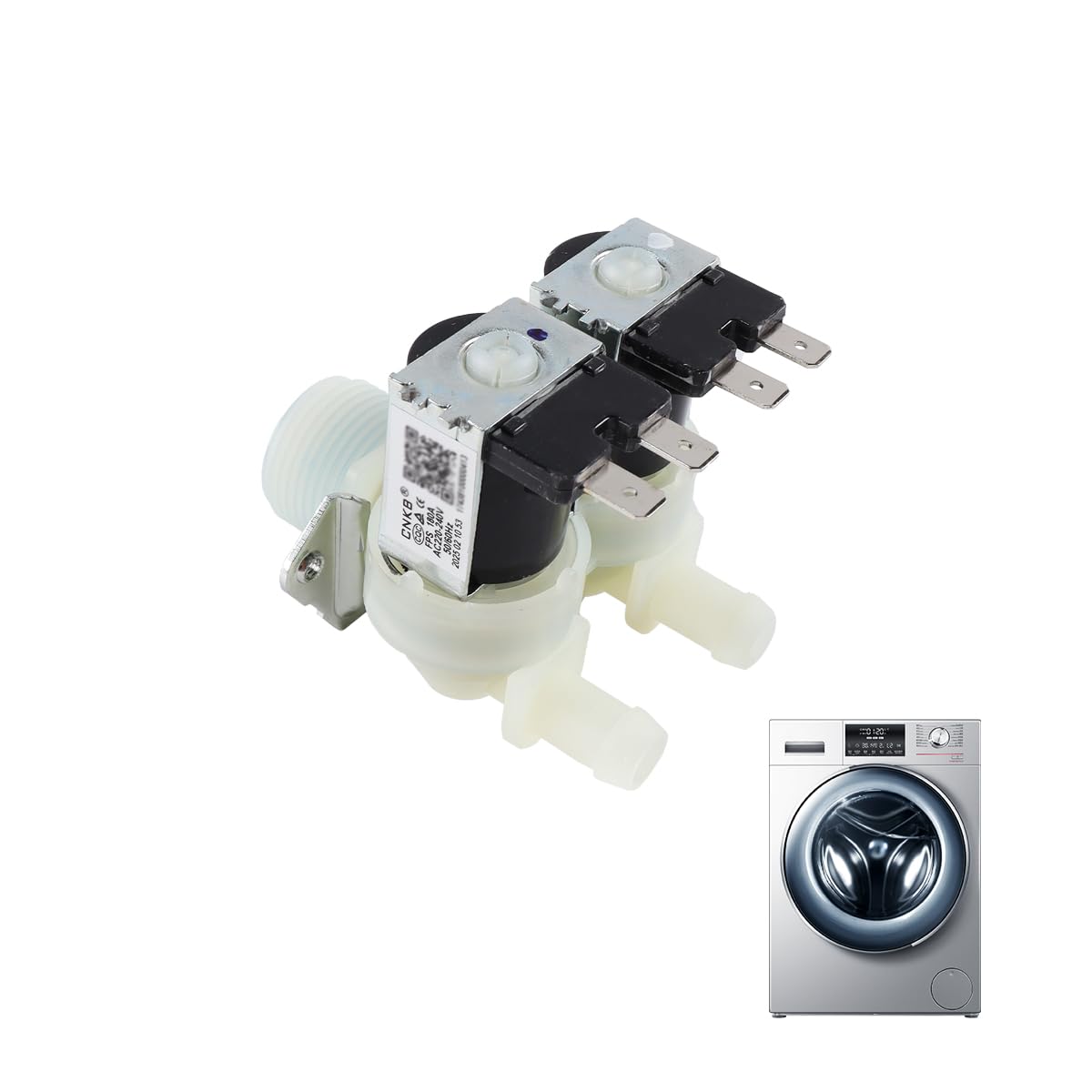 Valvola di Ingresso Acqua Per Lavatrice Bianca, Elettrovalvola Elettrica Per Ingresso Acqua Per Lavatrice AC 220V/240V