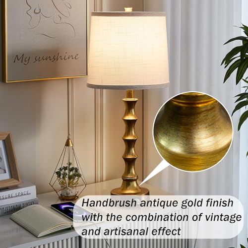 Hgnpjc JC-8 Gold Table Lamp 24 Inch Nightstand Lamps Set Of 2 Bamboo Shape Base Metal Desk Lamps thumb #3