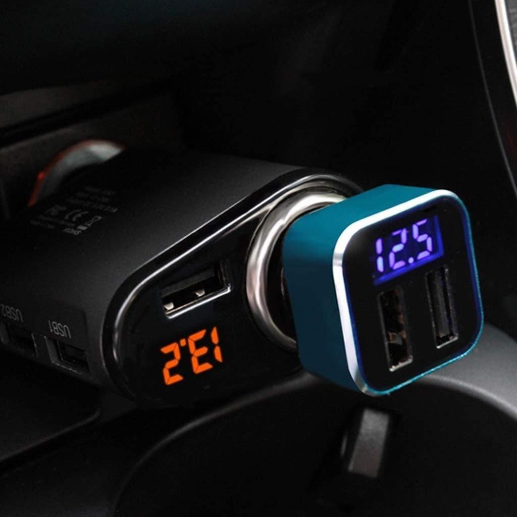 Cargador de automóviles, Mini Fit Fit USB Cargador de Coche Dual Puerto de Carga, Monitoreo de Voltaje (Color : White)
