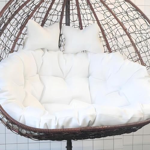Cojín para Silla Colgante Tipo Huevo con reposacabezas Ajustable, Lavable, Grueso y Doble, para Exterior (D)