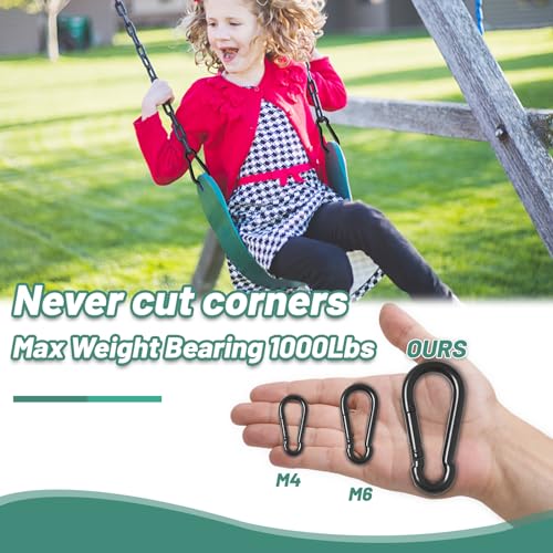 Image of Pixel Panda 3.1&4 Inch Heavy Duty Carabiner Clips Load 1000lbs, 2&4&8Pack Large Snap Hooks for Gym, Outdoor, Swing, Hammock