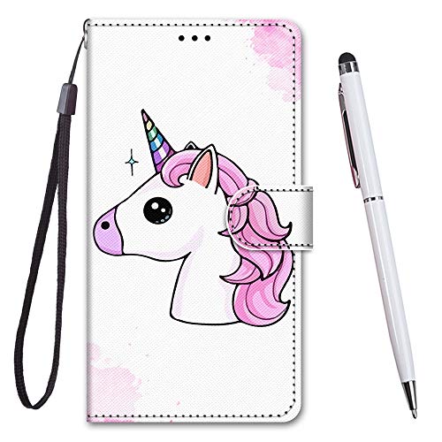 Cover per iPhone X Flip Caso Custodia Creativo Dipinto PU Pelle Portafoglio Unico Sottile Funzione TPU Antiurto Flip a Libro per 5.8 Pollice Unicorno