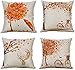 MIULEE Juego de 4 Funda de Cojín Cojines Otoñal Estilo de Hoja de Arce Lino Naranjas de Cojín Almohada Caso de Decorativo Cojines Fundas para Almohada de Estar Sofás Cama 45 x 45 cm