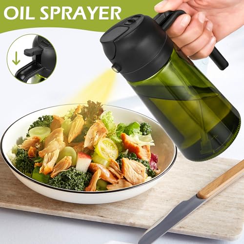 Image of Kitchen Maiden 2 In 1 Oil Dispenser, Kitchenmaiden 2-in-1 Oil Dispenser and Oil Sprayer,16 oz Olive Oil Dispenser Bottle, Olive Oil Dispenser & Oil Sprayer For Kitchen