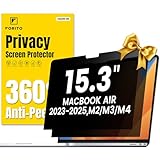 F FORITO 2-Pack 360° Privacy Screen Compatible with MacBook Air 15.3 inch (2023-2025, M2, M3, M4), Eye Protection Anti Glare Anti Blue Light Matte Computer Privacy Screen Shield