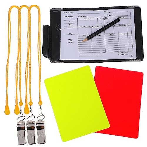 balacoo Soccer Referee Kit: Cards Whistles Pencil Score Sheet Long-Lasting for Matches