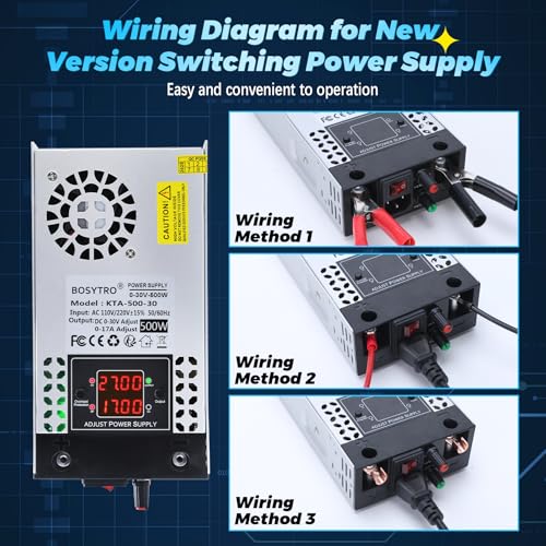 Upgraded AC to DC Converter 5V 12V 24V 30V DC Power Supply Adjustable 0-30V 0-17A 500W Switching Power Supply for Led Strip, Motor Pump, CCTV, 3D Printer, Lab Computer4