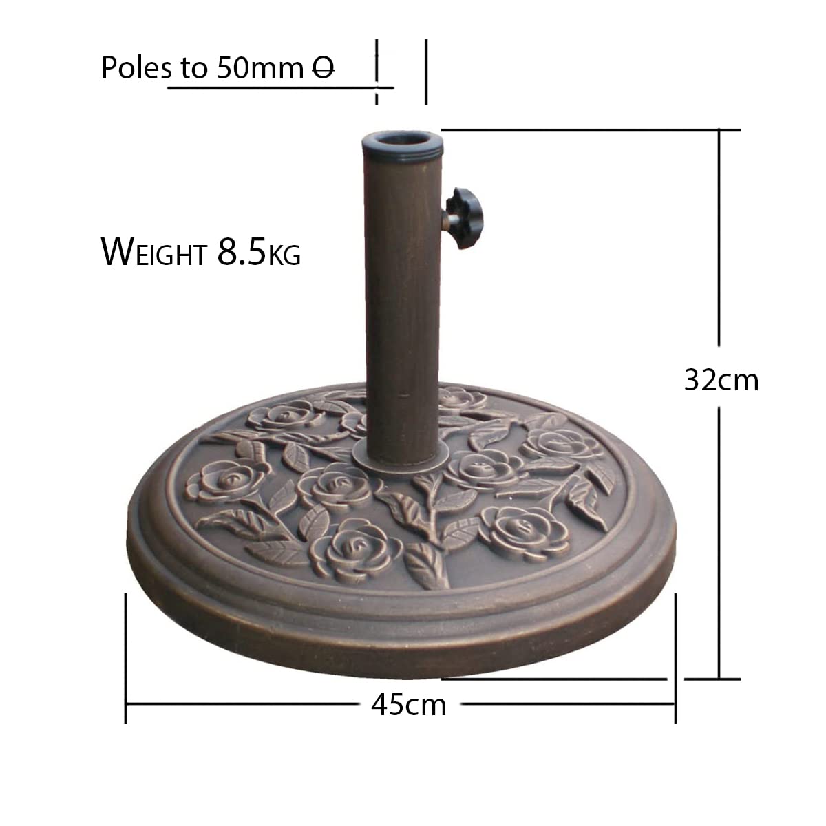 Garden Mile Parasol Base, Heavy Duty Weather Resistant Resin Floral