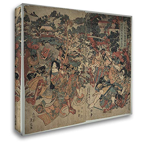 Oguri Hangan Sukeshige in Battle 24x20 Gallery Wrapped Stretched Canvas Art by Utagawa Sadatora