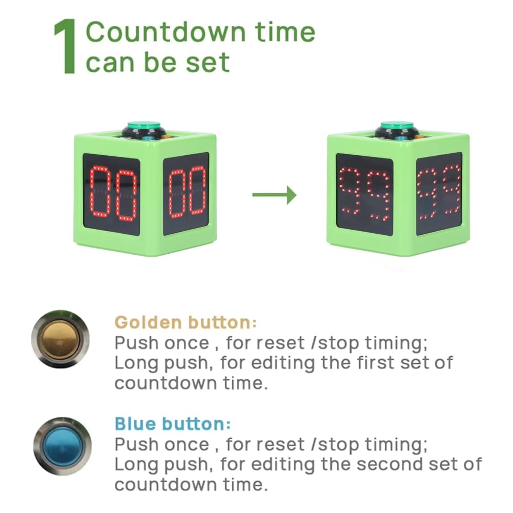 Temporizador Digital de Cubo de 4 Lados de 1,4 Pulgadas con Cuenta Regresiva para Póker, Ajedrez y Casinos Privados, Color