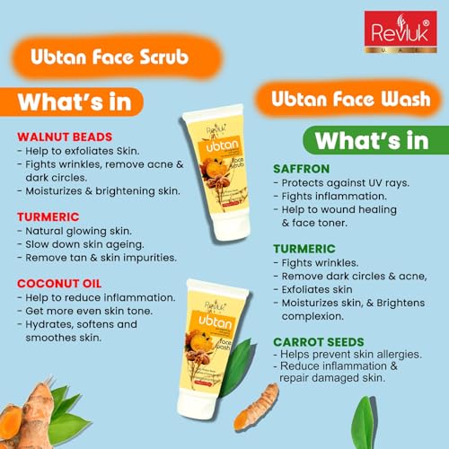 Image of Ubtan Scrub for Glowing Skin, Tan Removal & Deep Cleansing - 100g | Herbal Face & Body Scrub with Natural Ingredients | Free Ubtan Face Wash (100ml) - Skincare Gift Combo