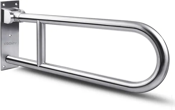 23.6 INCH Toilet Grab Bars for Bathroom Stainless Steel Flip Up Handicap Safety Grab Bar Rails for Elderly Seniors Bathtubs Showers Foldable Handle Grips Support for Walls Drop Down Screw-in Grab Bar