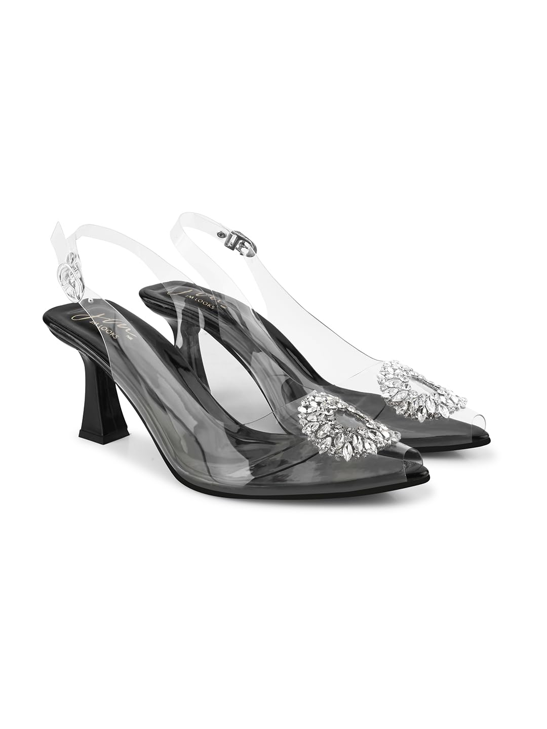 JM LOOKS Womens Fashion Casual Sandals Peep Toe Comfortable Sole with Fancy Transparent Rhinestone (B0CX231BH1) Amazon Price History, Amazon Price Tracker