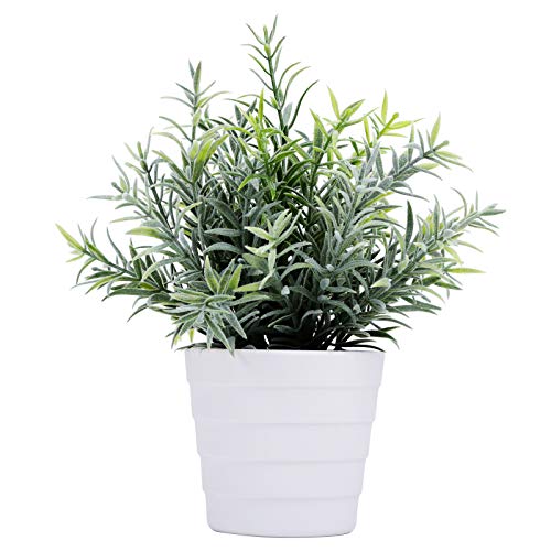 potted rosemary - Meneco Small Fake Plant Potted - Faux Plant Indoor Plant Artificial Potted Plant Decor for Home and Office (Rosemary Green)